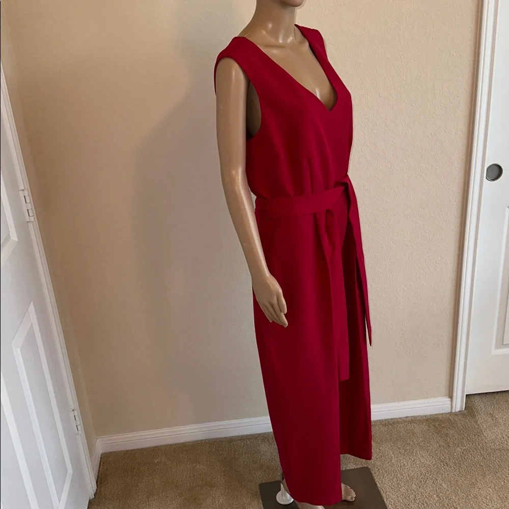 NWT Vince Camuto Vibrant Red V-Neck Jumpsuit Size 14 - Picture 2 of 16